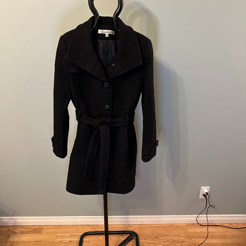 Kenneth Cole Ladies Belted Long Jacket